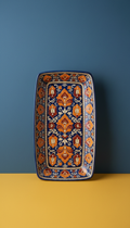 Indigo Ceramic Serving Platter with Rajasthani Pattern