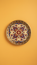 Brass Lacquered Tray with Intricate Enamel Accents