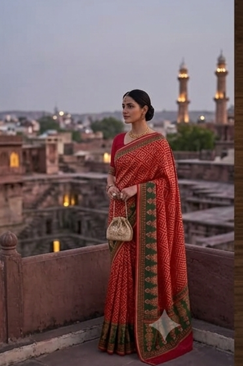 Bagru Hand Block Print Saree