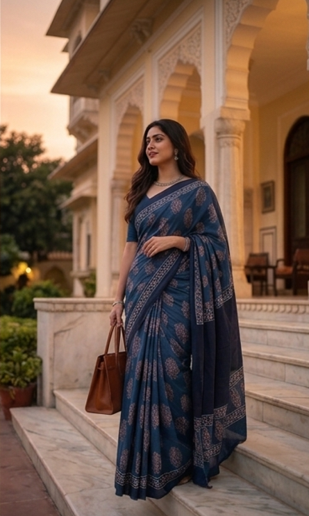 Bgaru Hand Printed Saree